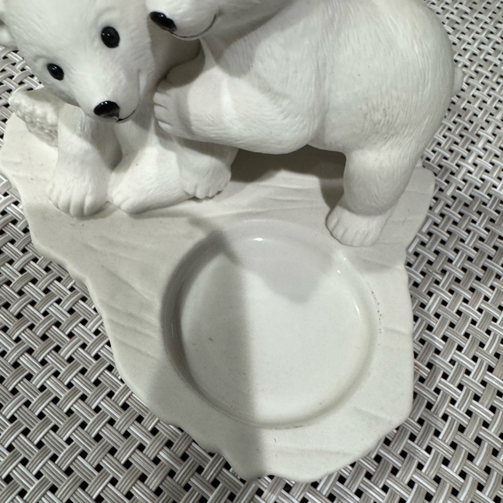 PartyLite VTG Polar Bear Cub Duo Candle Holder EUC White - Picture 3 of 7